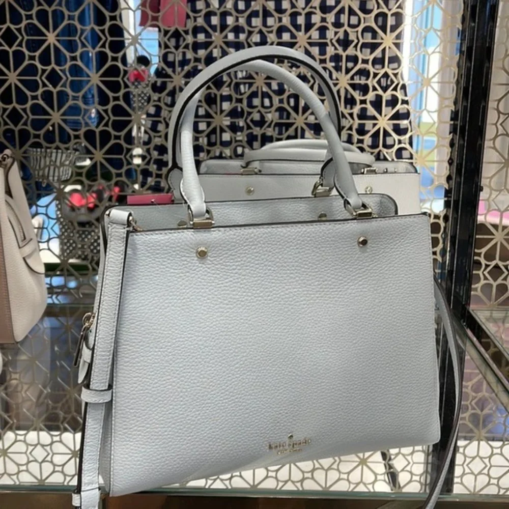 Kate Spade Leila Medium Triple Compartment Satchel Hazy Morning Color - Picture 2 of 16